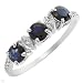 Three-stone Plus Ring With 1.09ctw Precious Stones - Genuine Diamonds and Sapphires Crafted in White Gold - Certificate Available.