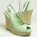 KNY Raffia Wedge Plaform Sandals Lime Green