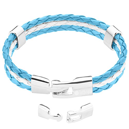 Taffstyle® Stylisches Armband PU Lederarmband Kordelarmband Fanartikel Fussball Weltmeisterschaft 2014 WM & EM Länder Style geflochten – Argentinien – 21cm