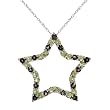 Necklace With 1.25ctw Precious Stones - Genuine Peridots and Topazes Made in White Gold Length 18in