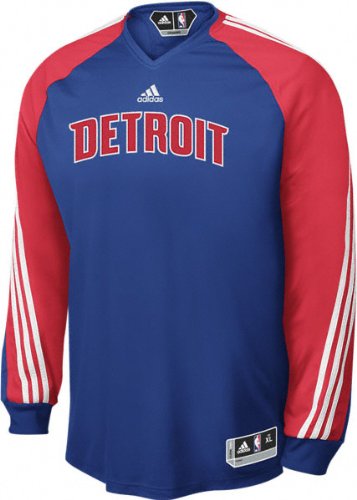 Detroit Pistons adidas Blue On-Court Long Sleeve Shooting Shirt
