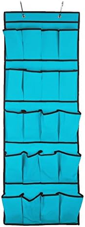 20 Pockets Hanging Shoe Organizers Over Door Cloth Shoe Organizer Hanging Hanger Closet Space Storage 1 Pcs (Blue)