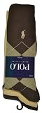 Polo Ralph Lauren Set of Three Mens Dress Socks: Brown, Tan, Argyle (Size 10-13)