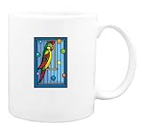 Mug with parrot, cage, pet, bird, ball
