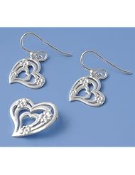 Sterling Silver Sets With Cubic Zirconia - Heart