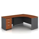 Auburn Maple and Graphite Bow Front LDesk with Left Return Auburn Maple/Graphite