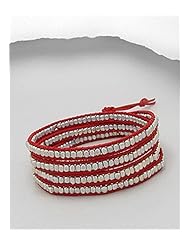 Red Leather Bracelet In Sterling Silver