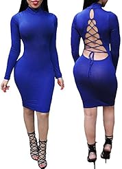 Sexy Long Sleeves Lace-Up Backless Cotton Club Dress/Party Dress 