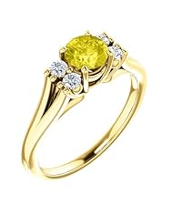 18K Yellow Gold 5.00mm Round Cut Yellow Sapphire and Diamond Ring -- LIFETIME WARRANTY