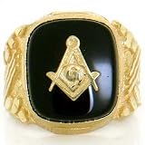 10K SOLID YELLOW GOLD ONYX MASONIC MENS RING JEWELRY