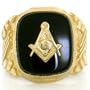 10K Solid Yellow Gold Onyx Masonic Mens Ring Jewelry