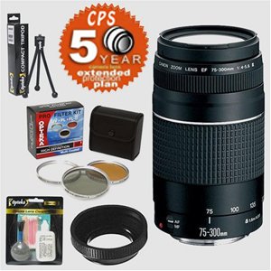 Canon EF 75-300mm f/4-5.6 III AF Zoom Telephoto Lens  &  5 Year Warranty  &  Filters  &  Accessory Kit