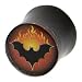1/2" Gauge Flaming Bat Organic Horn Plug