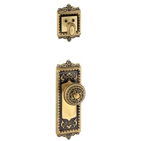 Grandeur GS72-WINWIN-VB Windsor Handleset Interior with Windsor Knob, Vintage Brass Finish by Grandeur
