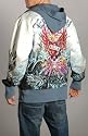 ED HARDY Christian Audigier SMET Mens Platinum Tiger Tattoo Hoodie Shirt Hooded Sweatshirt Zip-Up