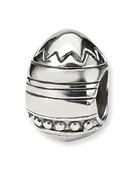 Sterling Silver Reflection Beads Collection Easter Egg Bead Charm 4mm Hole (fits 3mm European Style Charm Bracelets)