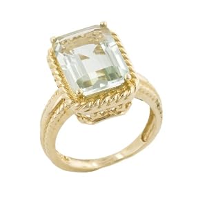 10k Yellow Gold Green Amethyst Ring, Size 7 by