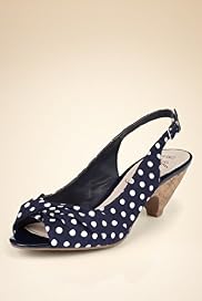 Peep Toe Twisted Front Spotted Slingback Shoes