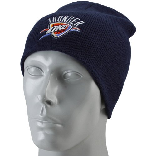 adidas Oklahoma City Thunder Navy Blue Basic Logo Uncuffed Knit Beanie