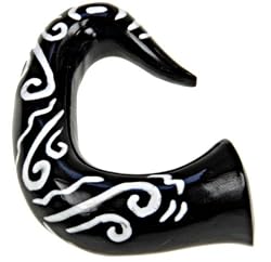 BONE PLUG BLACK FISH HOOK WITH WHITE DESIGN 8g - Sold Individually