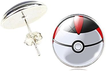 JewelryX - 1pair Pokemon Ball Go Pokeball Glass Cabochons Stud Earrings Fashion Women Men #6