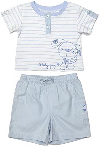 SSNF Baby Boy's Stripe Dot Sleeve T Shirt with Shorts Clothes Sets Ligh Blue Size 0-3M