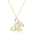 10k Yellow Gold Diamond Butterfly Pendant (.03 cttw, I-J Color, I2-I3 Clarity), 18"