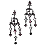 Purple Circles And Squares Chandelier Dangle Earrings