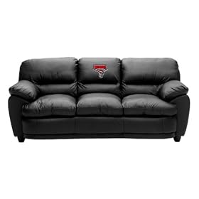 Black Leather Sofa Couch North Carolina State Wolfpack