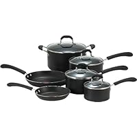 T-fal E938SA74 Professional Total Nonstick Oven Safe Thermo-Spot Heat Indicator Dishwasher Safe 10-Piece Cookware Set, Black