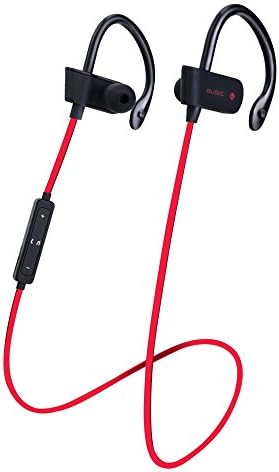 Qirg Wireless Sport Bluetooth Headphones - Hd Stereo Beats Sound Quality - Sweat Proof Stable in Ear Headsets - Ergonomic Earphones - Workout Earbuds - Smartphones &amp; Tablets (Black Red)