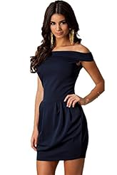 Sexy Off the Shoulder Summer Polyester Pleated  Dress