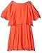 My Michelle Girls' Big Cold Shoulder Pop Over Dress with Embroidered Neckline Trim