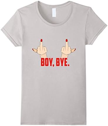 Women's Boy Bye Sorry Shirt Large Silver