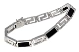 Sterling Silver Onyx Greek Key Bracelet