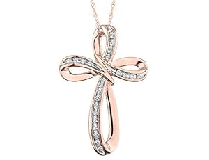 Diamond Infinite Faith Cross Pendant Necklace in 10K Rose Gold with Chain