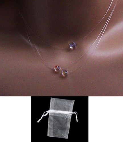 Triple AB Crystal Bead Illusion Necklace - Illusion Bridal Necklace - Great for Prom - Brides and Bridesmaid Gifts - Prom Jewelry Necklace - With FREE Organza Gift Bag