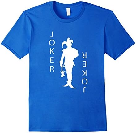 Men's Joker Playing Card Gambling T-Shirt Large Royal Blue