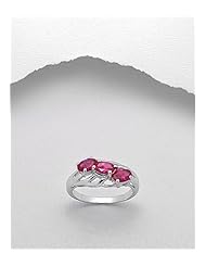Violet Red (Ruby) CZ Ring In 92.5 Sterling Silver