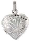 Small Sterling Silver Hand Engraved Heart Locket, 5/8 X 5/8