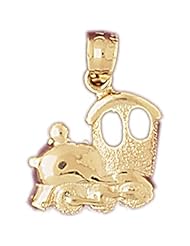 Dazzlers Solid 14k Gold Locomotive Train Charm Pendant Available in three colors from jewelsberry (weights: 1.8 grams only)