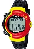 Activa Watch:Juniors Grey Digital Multi-Function Black, Red & Yellow Rubber