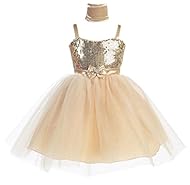 Girls Sequined Tea Length Tulle Flower-Girl Dress 