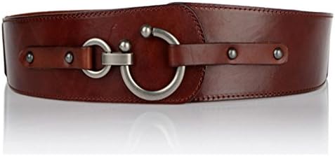 Fajarina High Quality Pure First Layer Cowhide Leather Belt for Women 50-70mm Wide ... (97cm(Fit for 97-108cm waist), Red Brown)