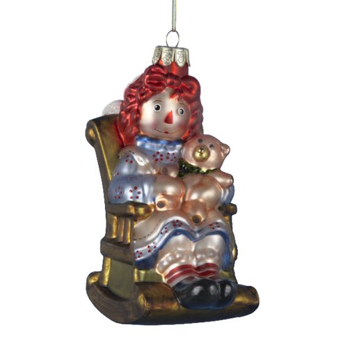 Kurt Adler 5-Inch Glass Raggedy Ann Sitting on Rocking Chair Ornament