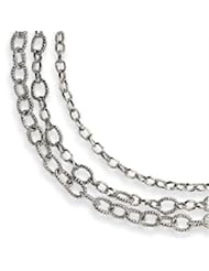 Sterling Silver Triple Strand Fancy Link Necklace