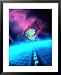 Hand and E-Commerce Globe in Cyberspace Framed Art Poster Print by Carol and Mik Werner, 25x31
