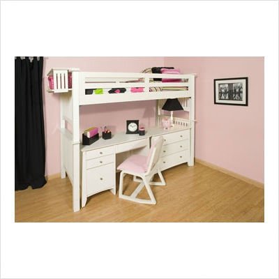 Bundle-34 Mission White Series Extra Long Study Loft Bed
