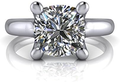 Charles &amp; Colvard Forever One Colorless Moissanite Cushion Cut Engagement Ring 2 CTW