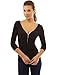 PattyBoutik Women's 1/2 Zip Front V Neck Blouse